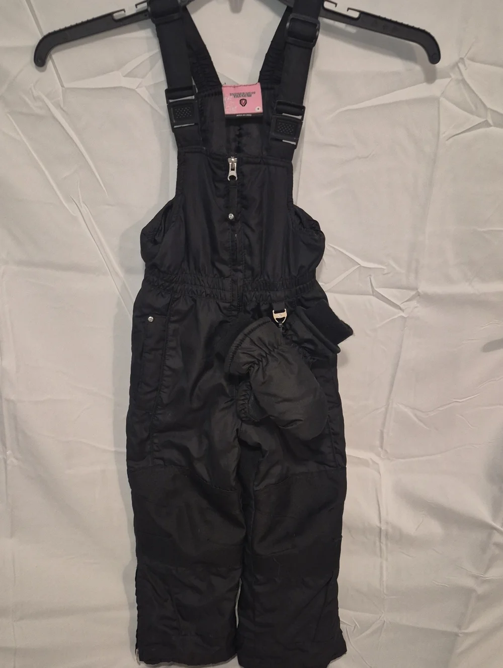 Kids Black Insulated Snow Bib Overalls Size 4